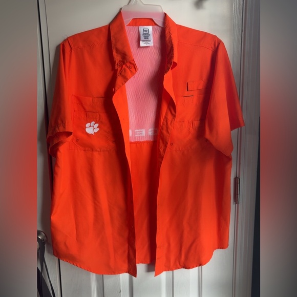 Orange Clemson Mens Short Sleeve Button-Up Windbreaker - Picture 1 of 4